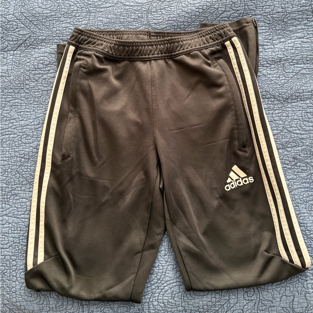 Adidas Gray Joggers with White Stripes